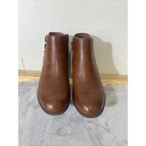 Frye & Co Womens 6.5 Brown Leather Boden Chelsea Ankle Boot Stacked Heel